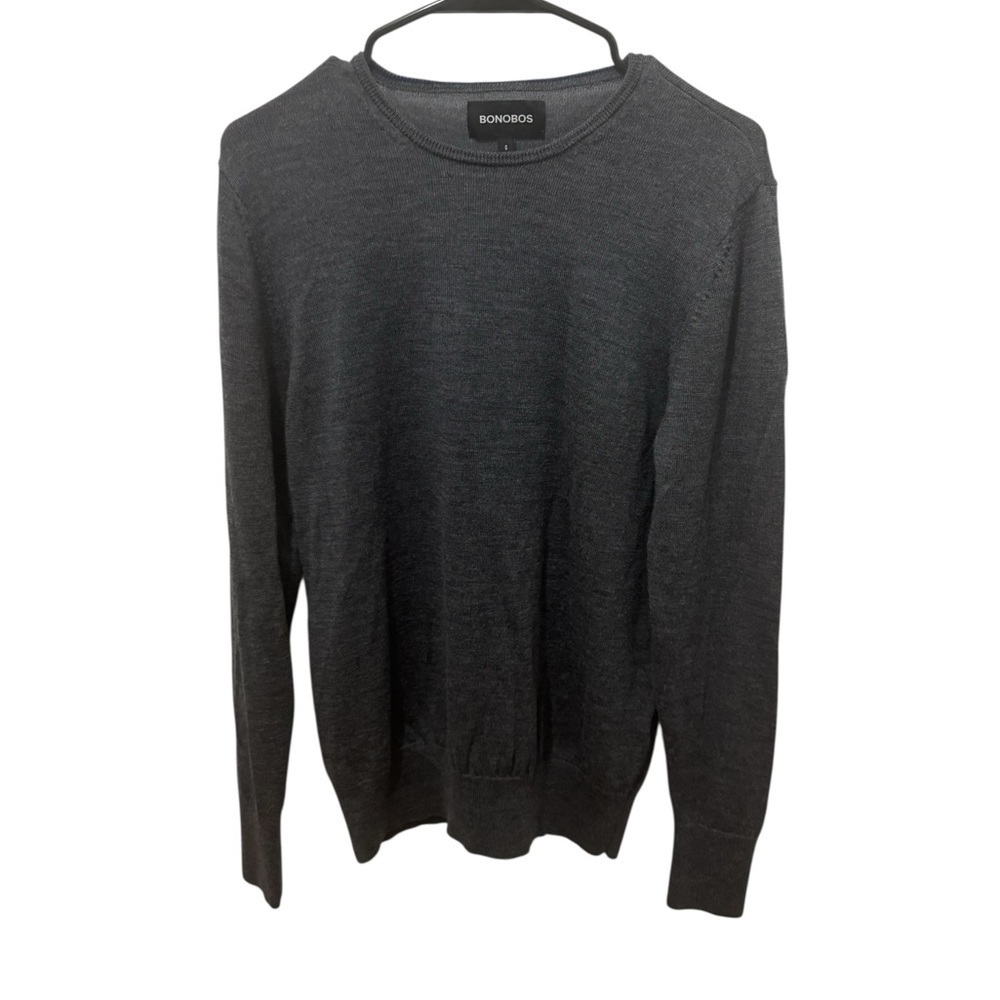 Bonobos Men's Charcoal Crewneck Merino Wool Sweater Size Small
